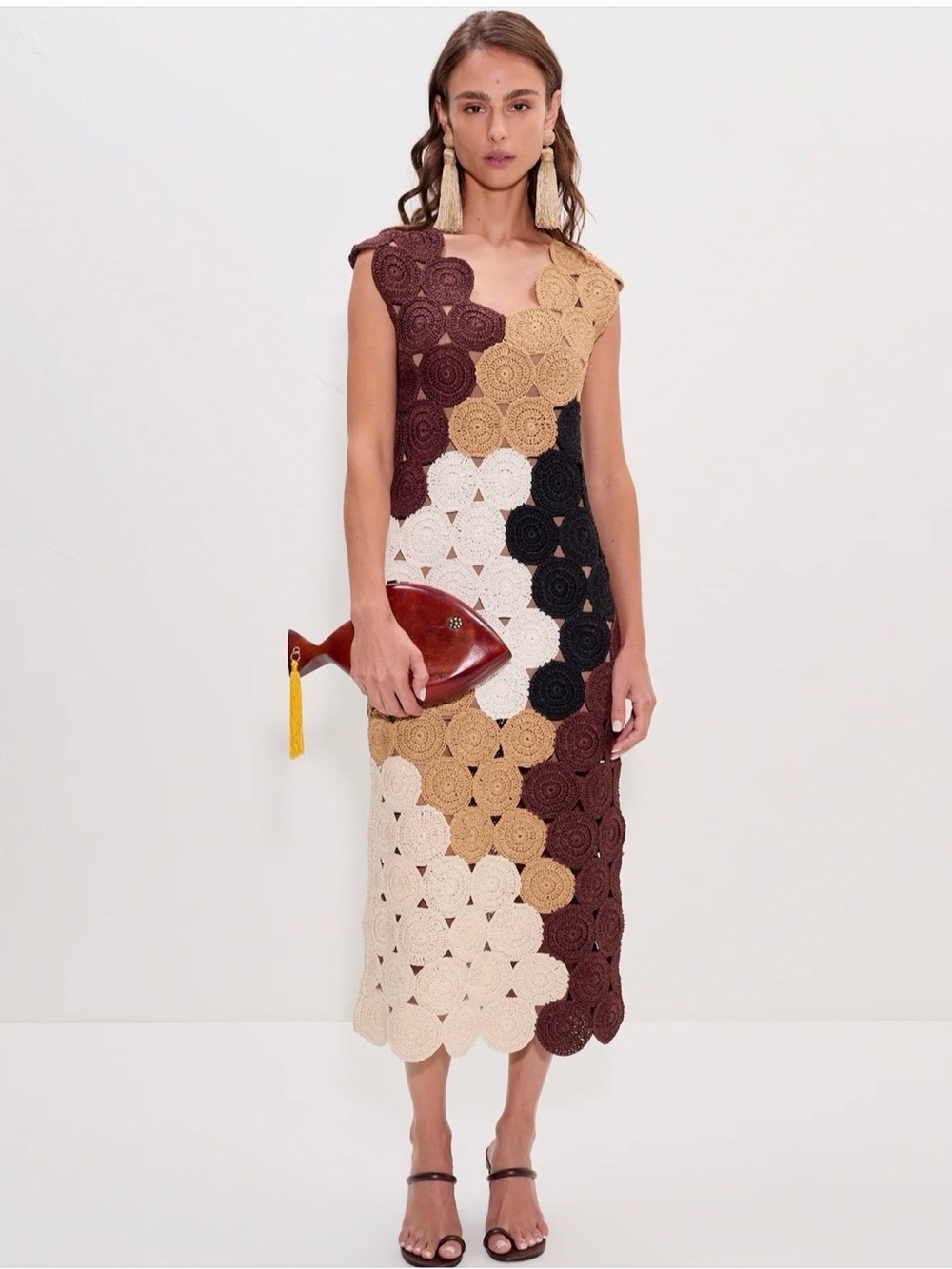 Simon Miller Muro Crochet Midi Dress in Earth Tone Combo